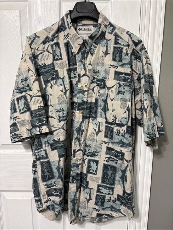Columbia Other - Columbia Beige and Forest Green Short-Sleeve Button-Down Shirt